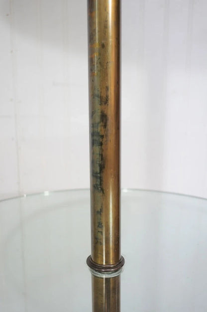 Vintage Queen Anne Style Solid Brass & Glass Occasional Floor Lamp Side Table