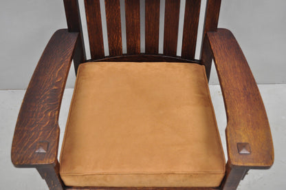 Antique Stickley & Brandt Mission Oak Arts & Crafts Arm Chair with Drop Seat