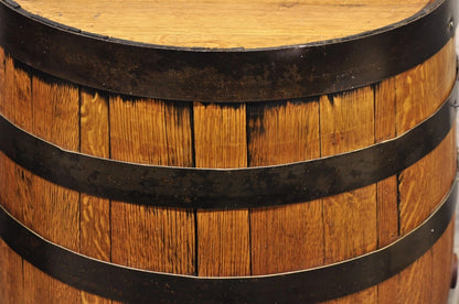Jack Daniels Whiskey Barrel Engraved Oak Wood with Metal Bands