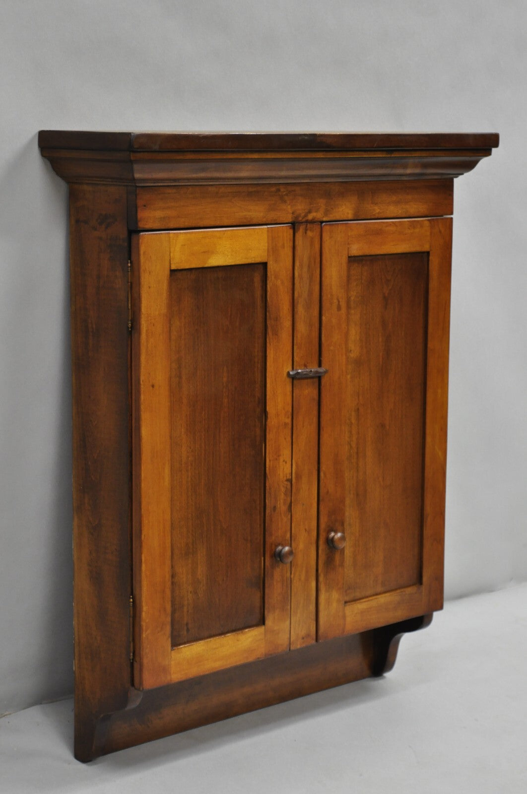 Vintage American Colonial Style Cherry Wood Wall Hanging Hutch Kitchen Cupboard