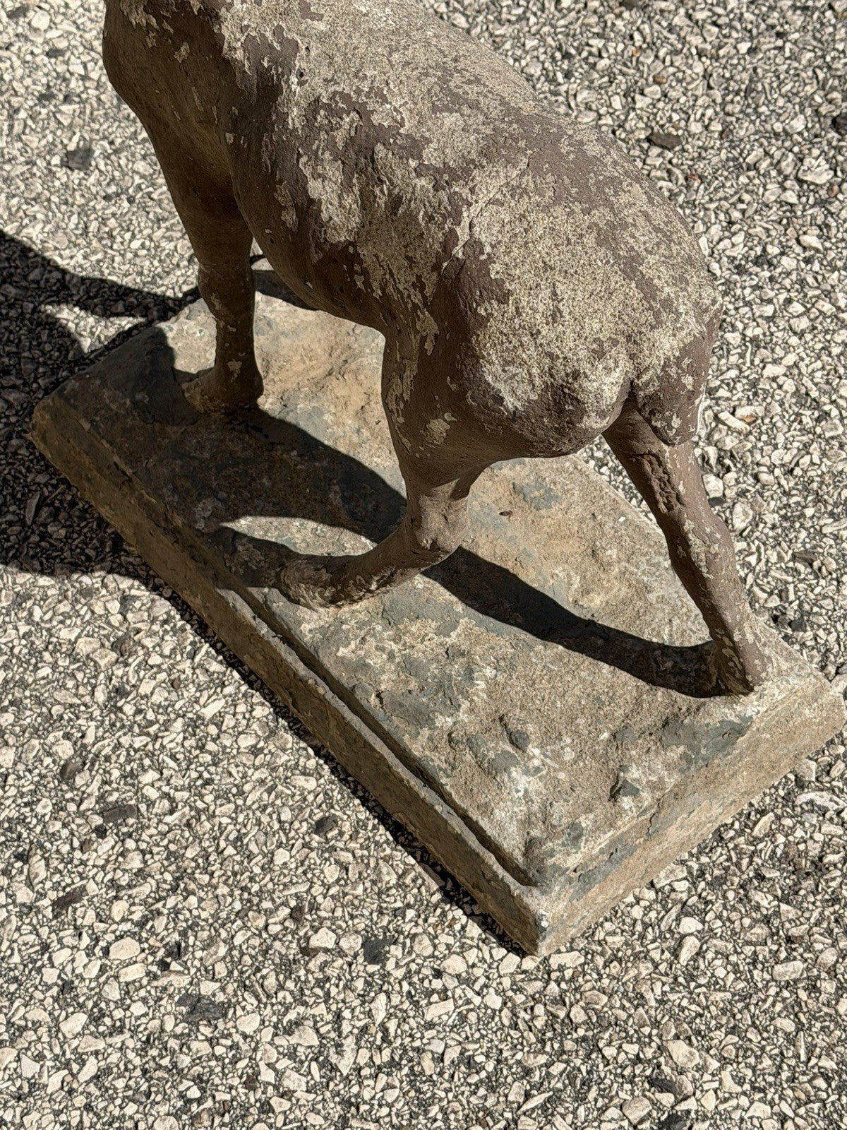 Vintage French Standing Deer Small 19" Cement Concrete Stone Garden Statue