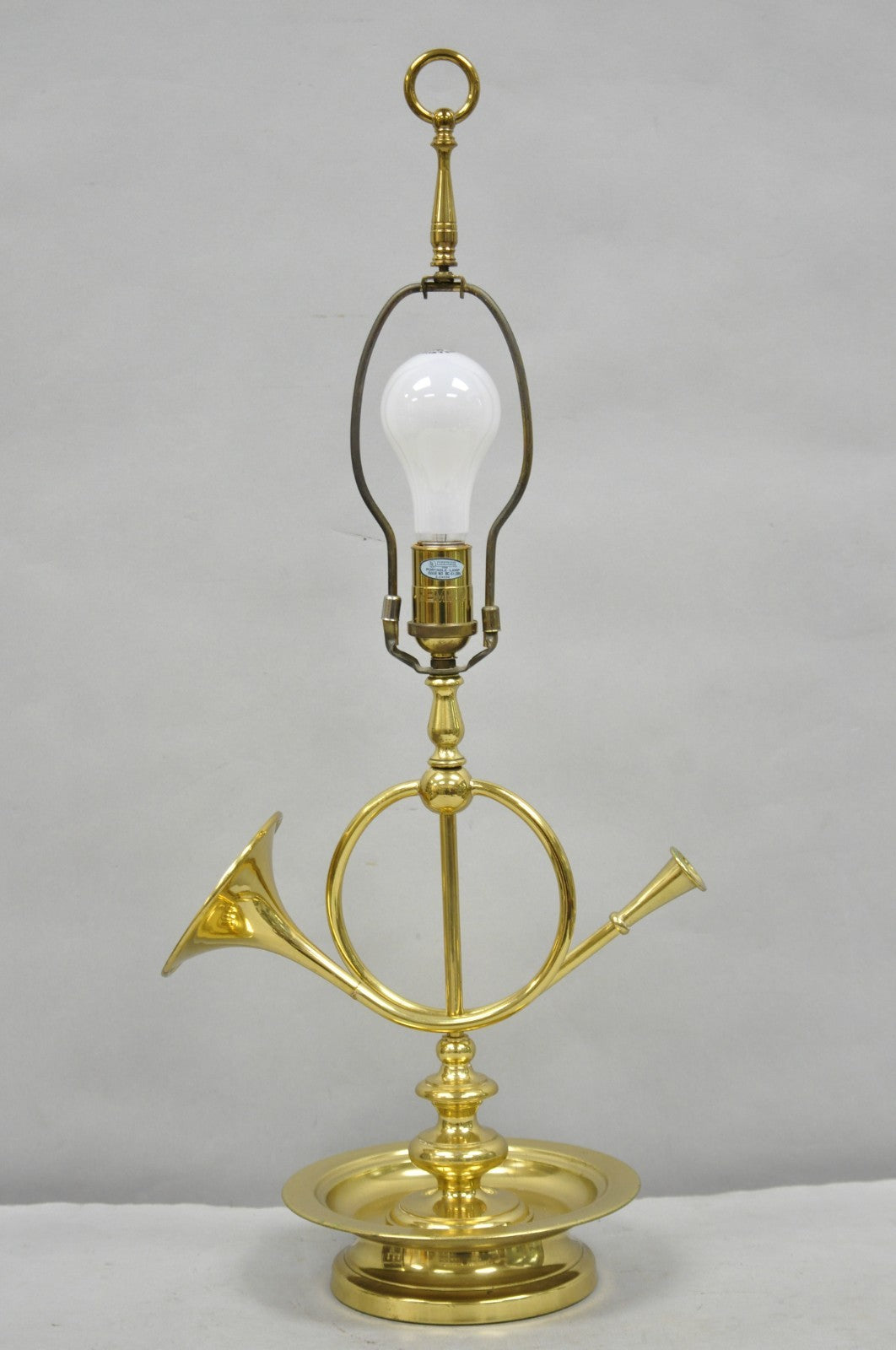 Vintage Remington Brass Equestrian Hunting Horn French Horn Table Lamp