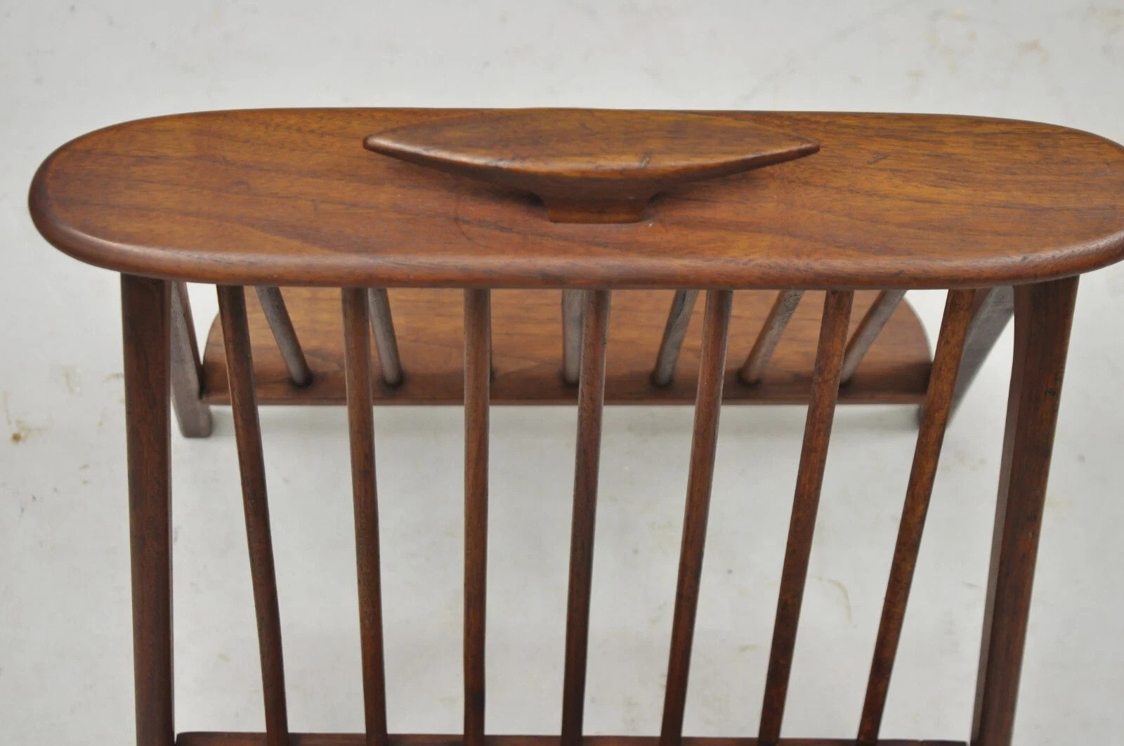 Arthur Umanoff Mid Century Danish Modern Teak Wood Compass Book & Magazine Rack