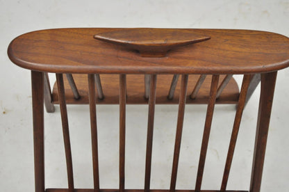 Arthur Umanoff Mid Century Danish Modern Teak Wood Compass Book & Magazine Rack