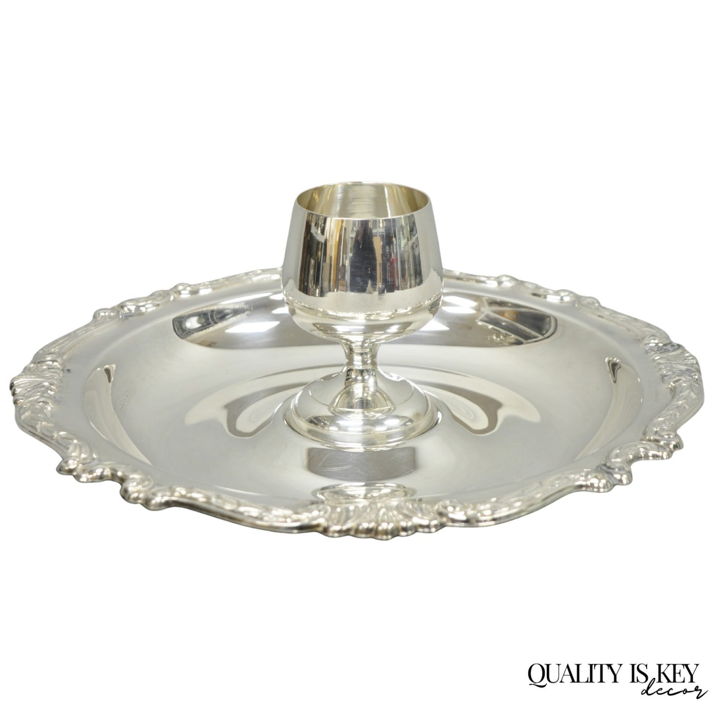 Vintage Sheridan Victorian Silver Plated Shrimp Cocktail Serving Platter Tray