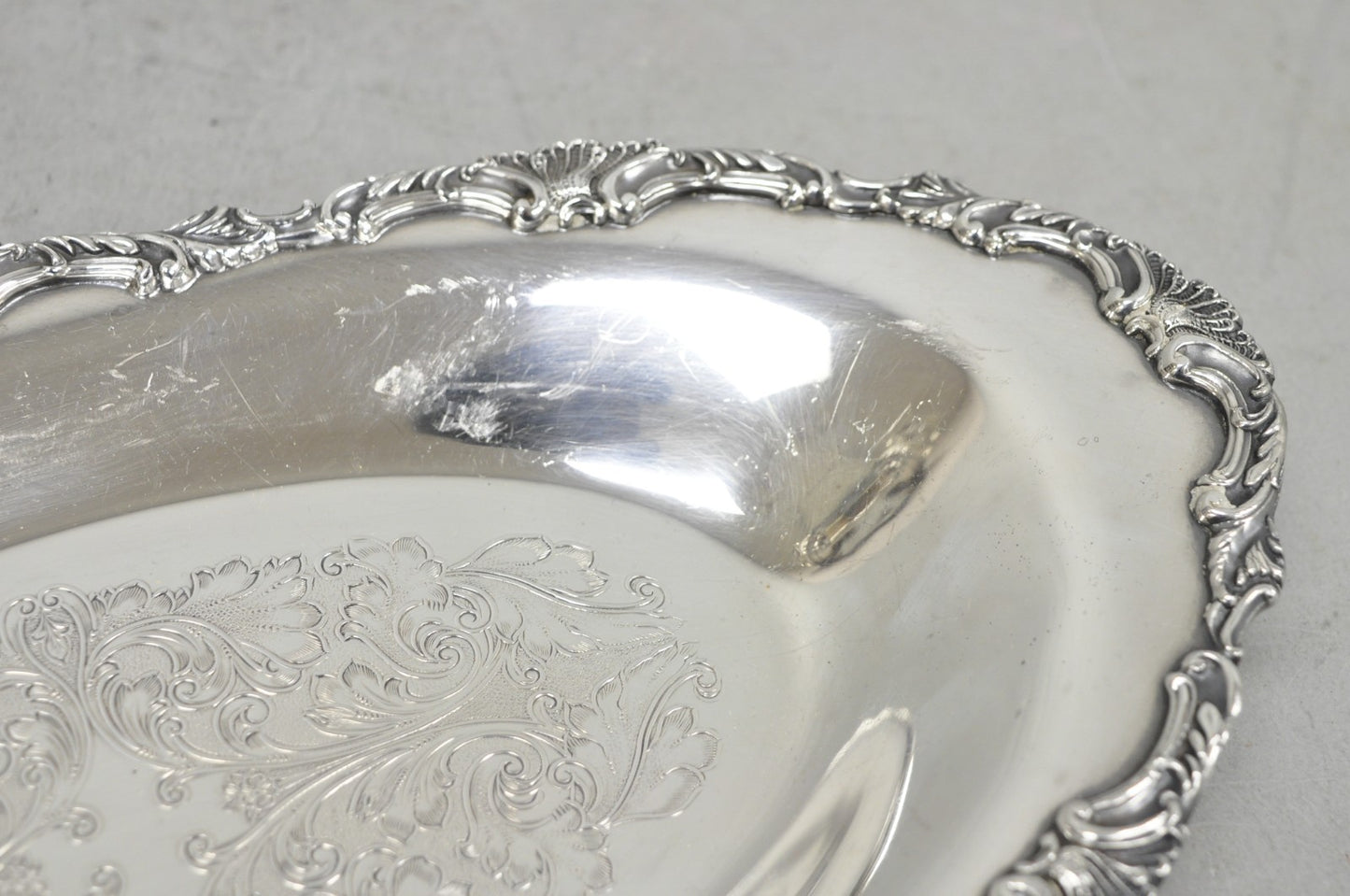 Vintage Community Ascot Victorian Silver Plated Oval Narrow Trinket Dish