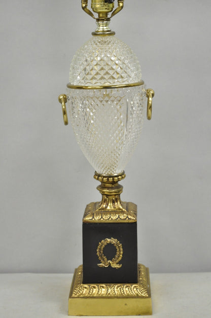 Vintage French Empire Neoclassical Style Crystal Glass Pineapple Table Lamp