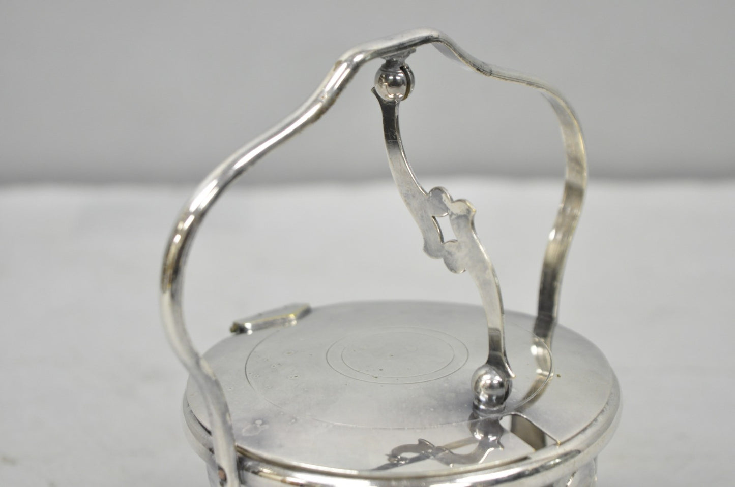 Vintage Art Deco Style Silver Plated Hinged Glass Grated Cheese Jar Sugar Bowl