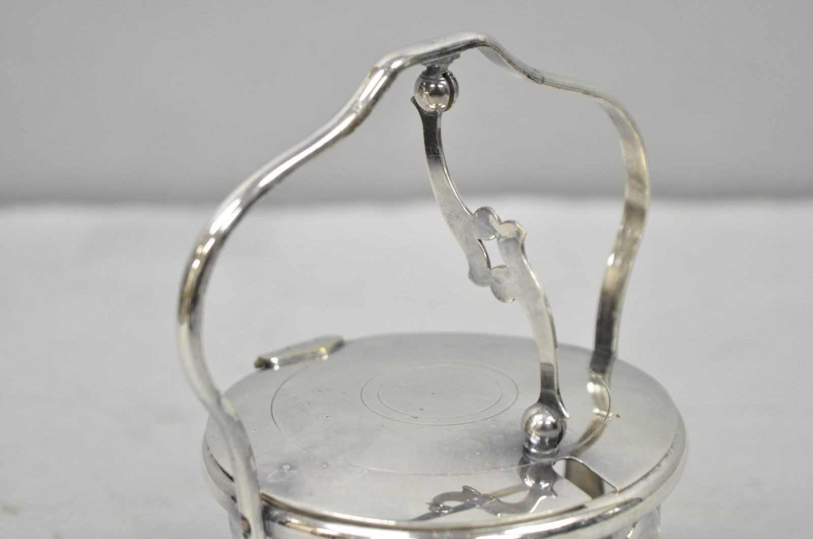 Vintage Art Deco Style Silver Plated Hinged Glass Grated Cheese Jar Sugar Bowl