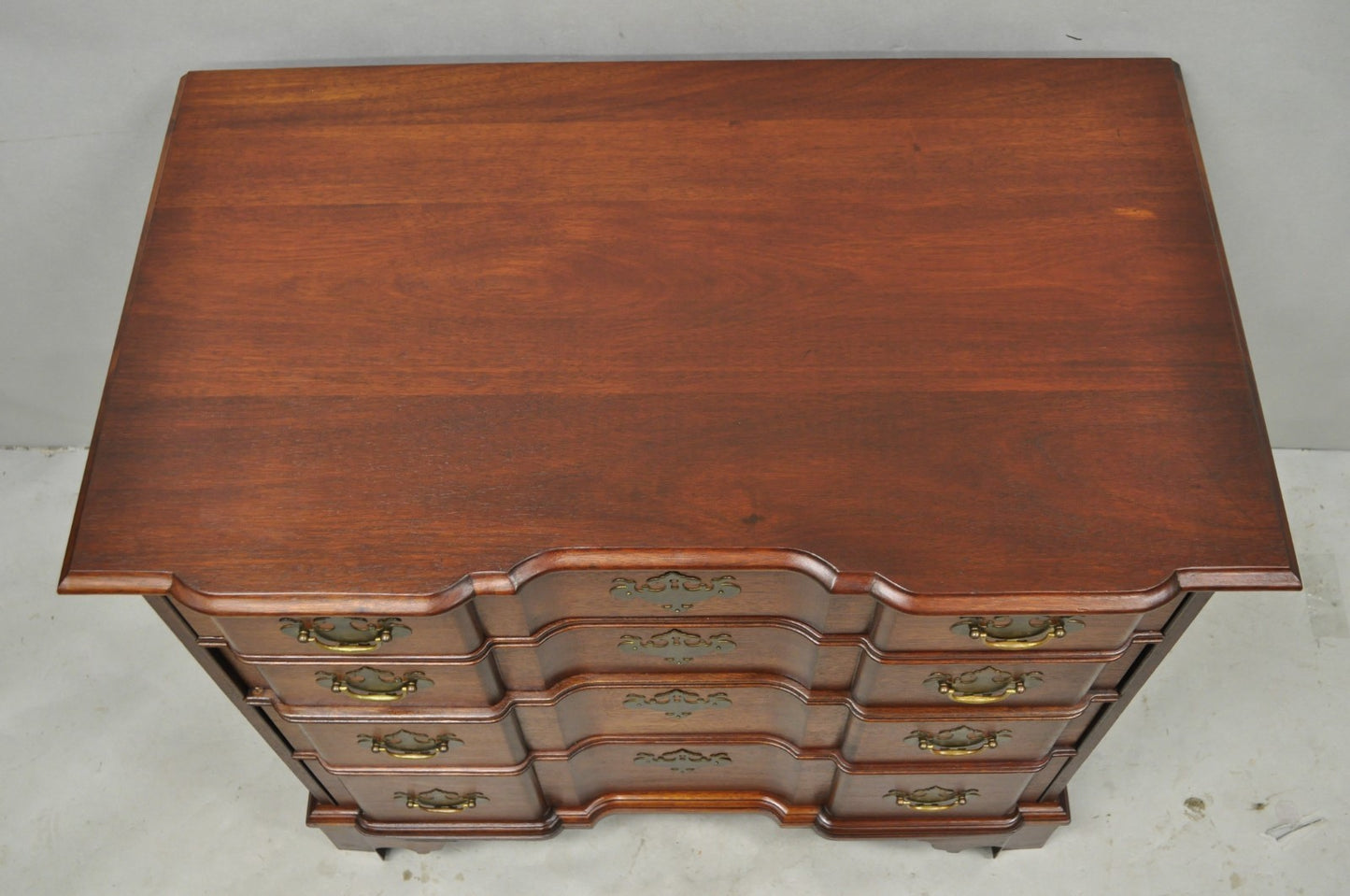 Vintage Chippendale Style Solid Mahogany Block Front Bachelor Chest of Drawers