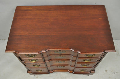 Vintage Chippendale Style Solid Mahogany Block Front Bachelor Chest of Drawers