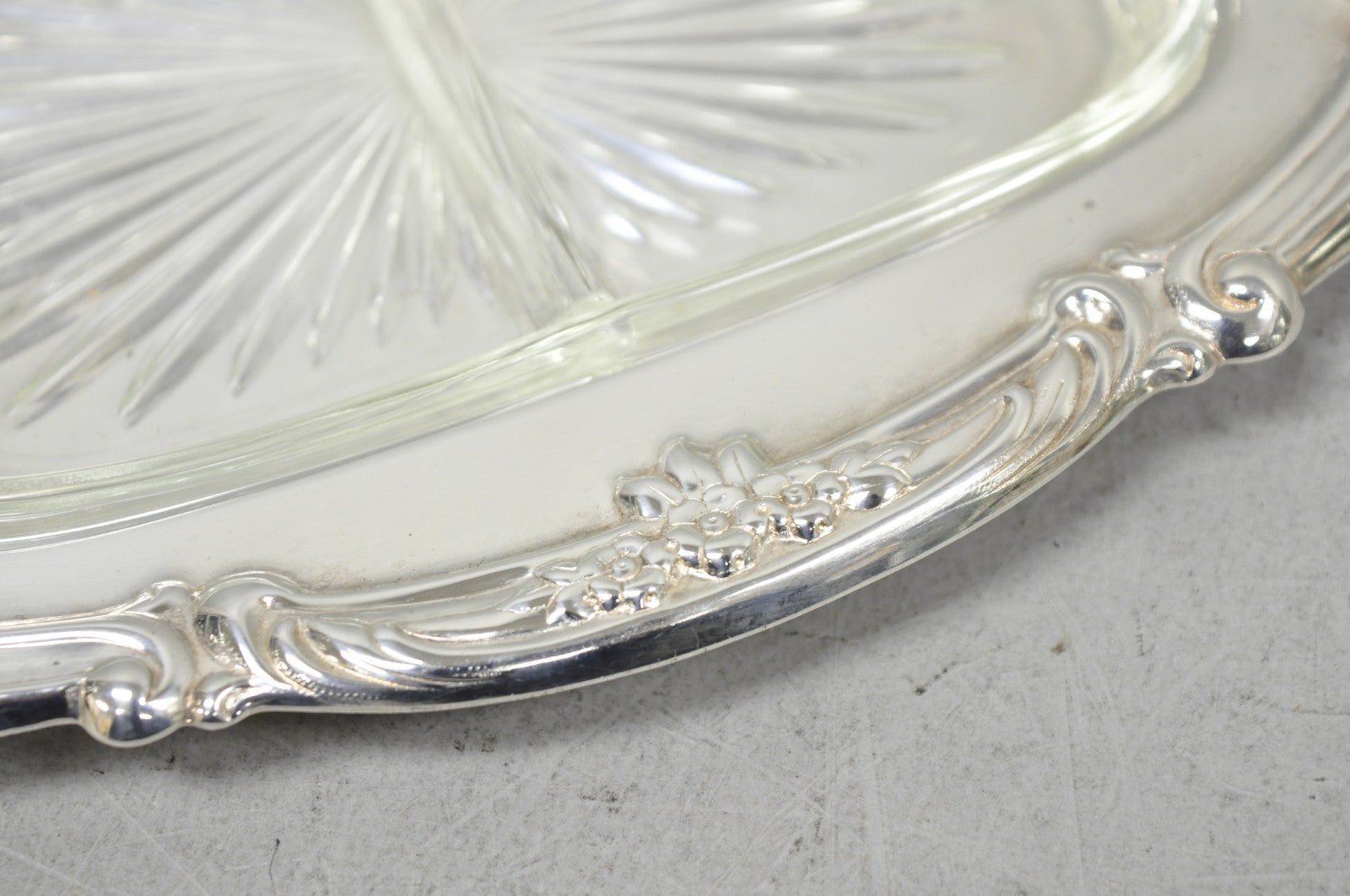 Newport Gorham YB157 Silver Plated 3 Section Cheese Cracker Serving Platter Tray
