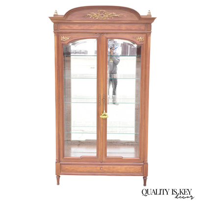 Antique French Louis XVI Style 94" Curio China Display Cabinet Bookcase w Bronze