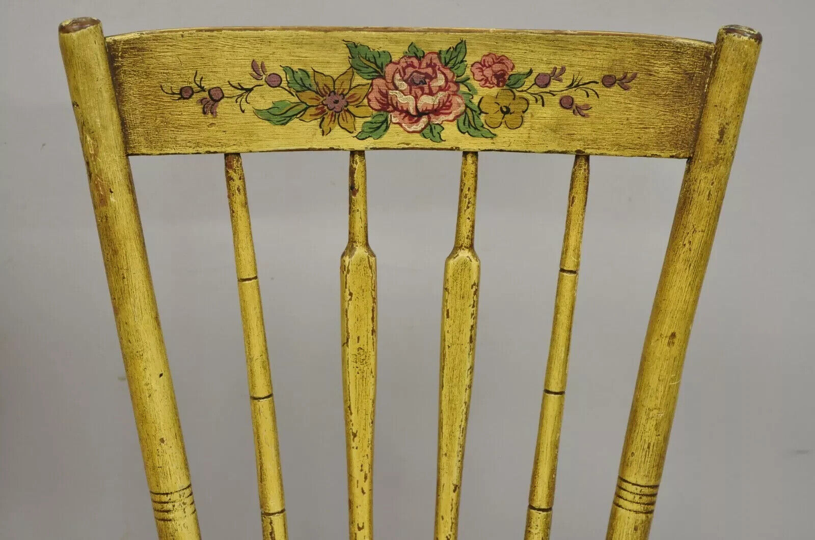 Frederick Loeser & Co Yellow Primitive Hitchcock Style Side Chairs - Pair (B)