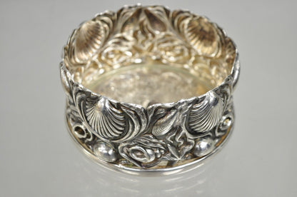 Vintage English Victorian Nautical Seashell Silver Plated Wine Bottle Coaster