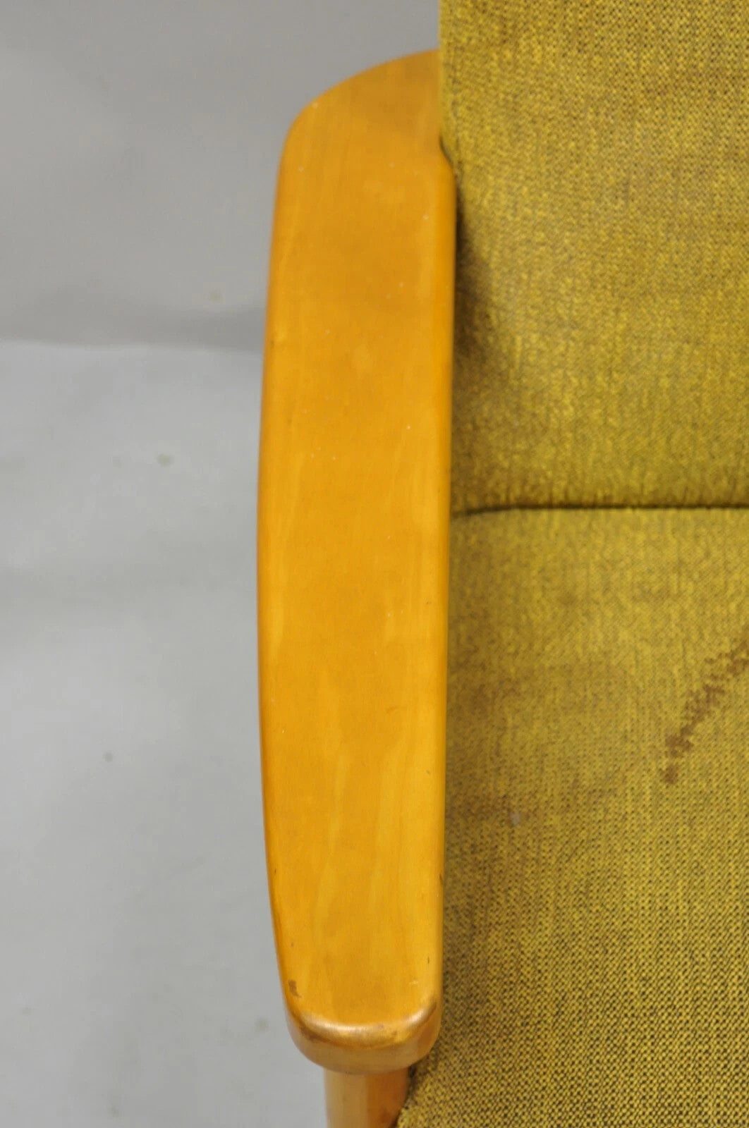 Vintage Mid Century Modern Blonde Wood Paul McCobb Style Paddle Arm Lounge Chair
