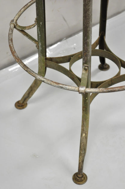 Vintage Industrial Toledo Metal Co Steel & Wood Adjustable Drafting Stool Chair