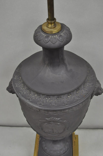 Warren Kessler French Neoclassical Empire Black Basalt Large Urn Table Lamp