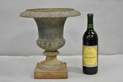 Antique Cast Iron 12.5" French Classical Small Urn Garden Flower Planter Pot