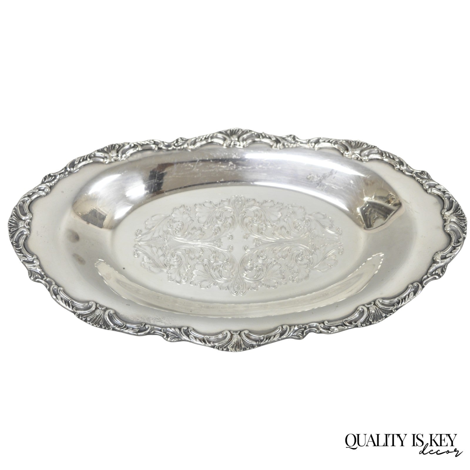 Vintage Community Ascot Victorian Silver Plated Oval Narrow Trinket Dish