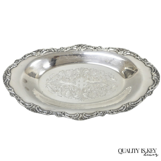 Vintage Community Ascot Victorian Silver Plated Oval Narrow Trinket Dish