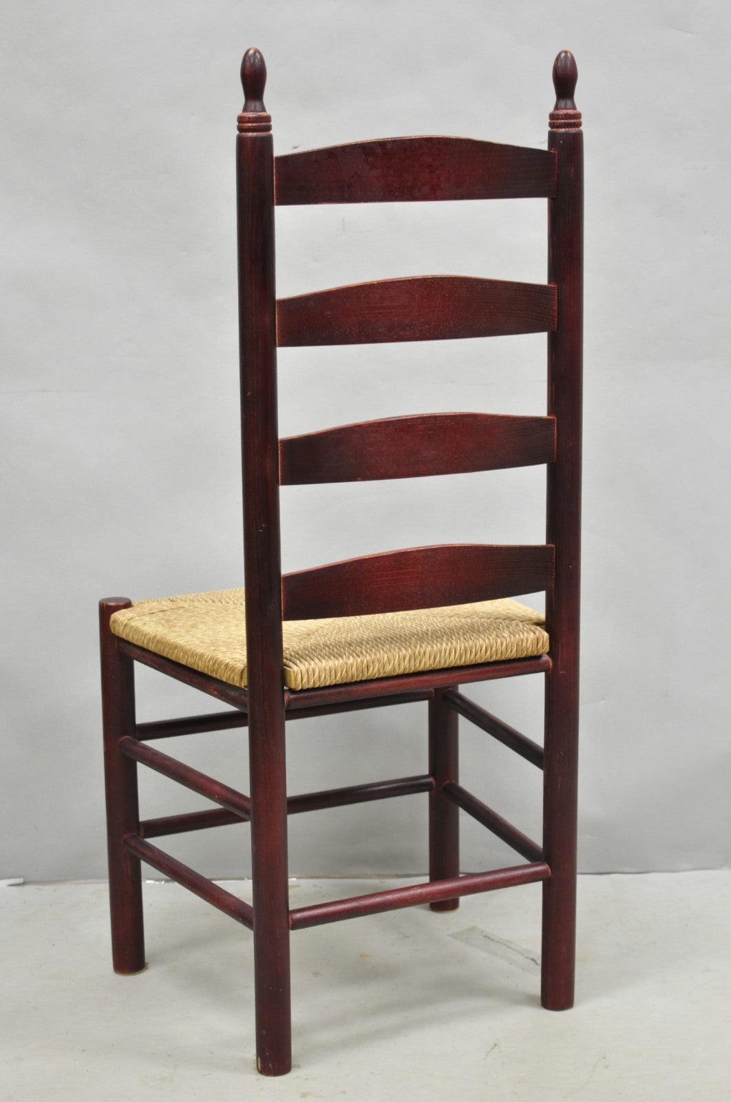 Primitive Rustic Ladder Back Woven Rush Seat Dining Side Chairs - Set of 6