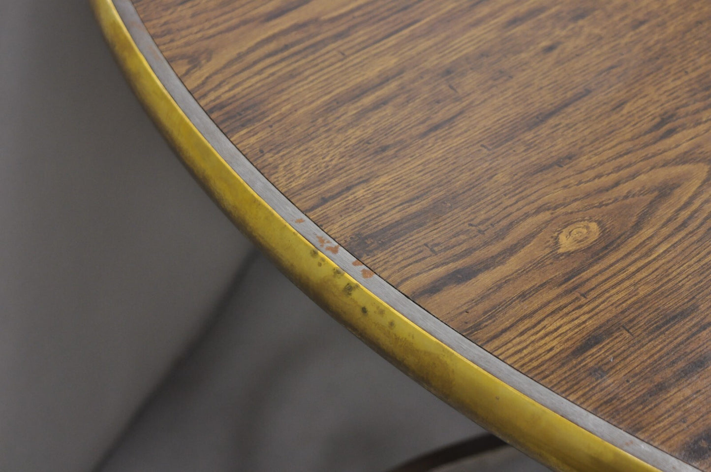 Vintage French Pastry Scrolling Steel and Bronze Neoclassical Round Dining Table