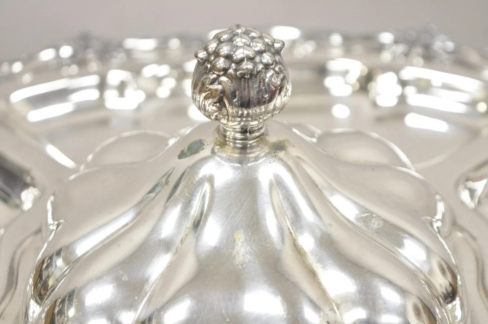 Vintage English Victorian Silver Plated Revolving Vegetable Serving Platter Tray