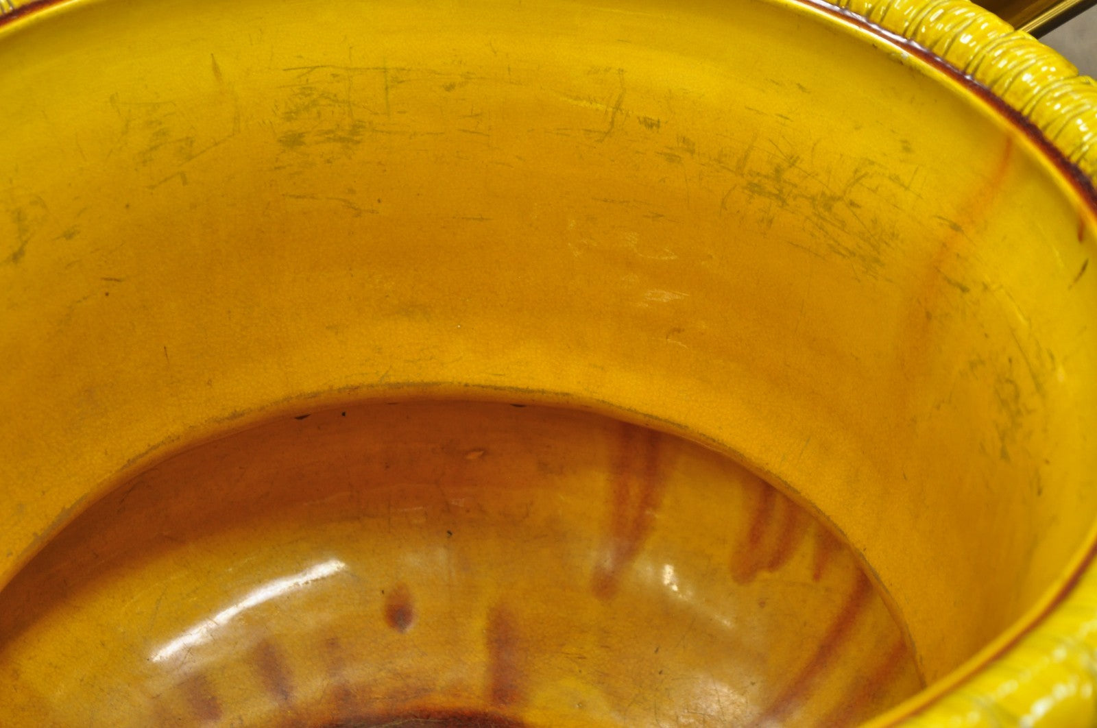 Burmantofts Faience Majolica English Regency Yellow Glazed Jardiniere Pot - Pair