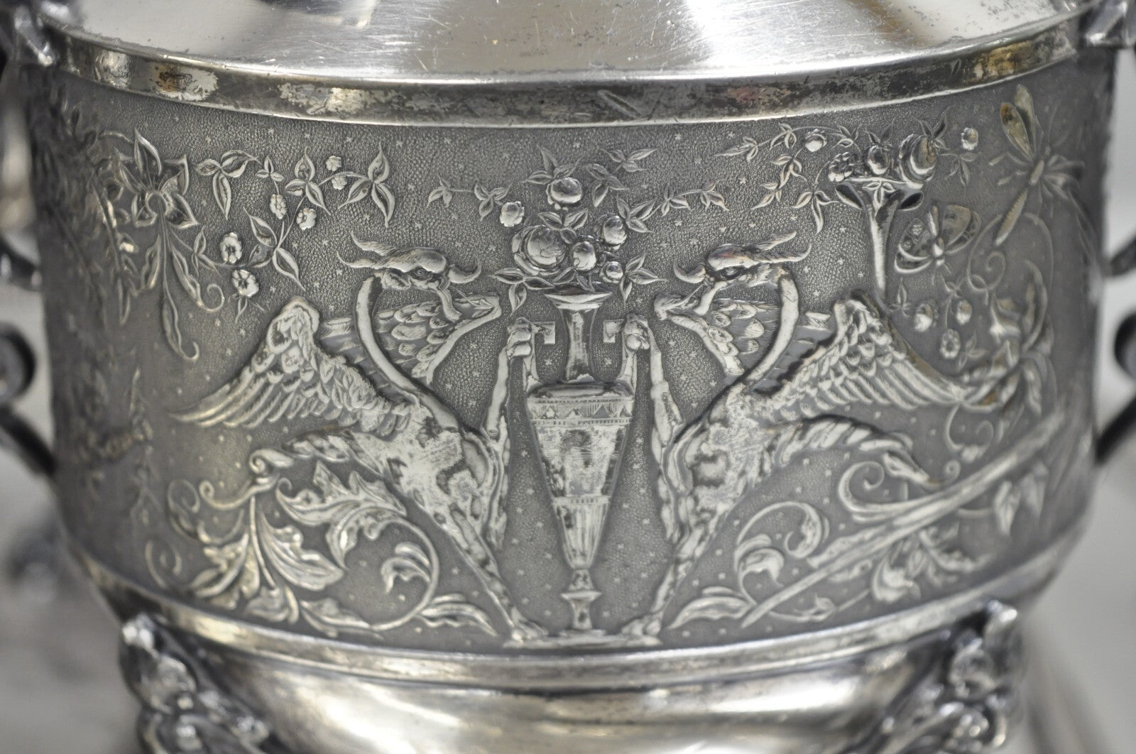Antique English Baroque Silver Plated Figural Tea Set w/ Rogers Bro Tray - 7 Pcs