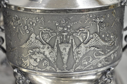 Antique English Baroque Silver Plated Figural Tea Set w/ Rogers Bro Tray - 7 Pcs