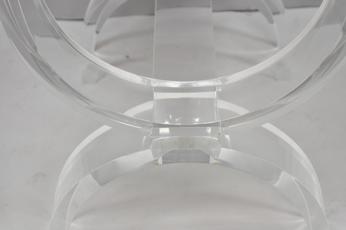 Contemporary Modern Lucite Acrylic X-Form White Vanity Bench Stool Seat