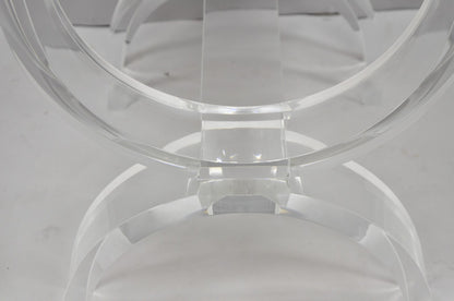 Contemporary Modern Lucite Acrylic X-Form White Vanity Bench Stool Seat