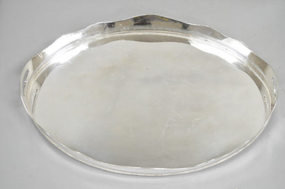 Antique English Edwardian Sheffield Silver Plated 24" Serving Platter Bar Tray