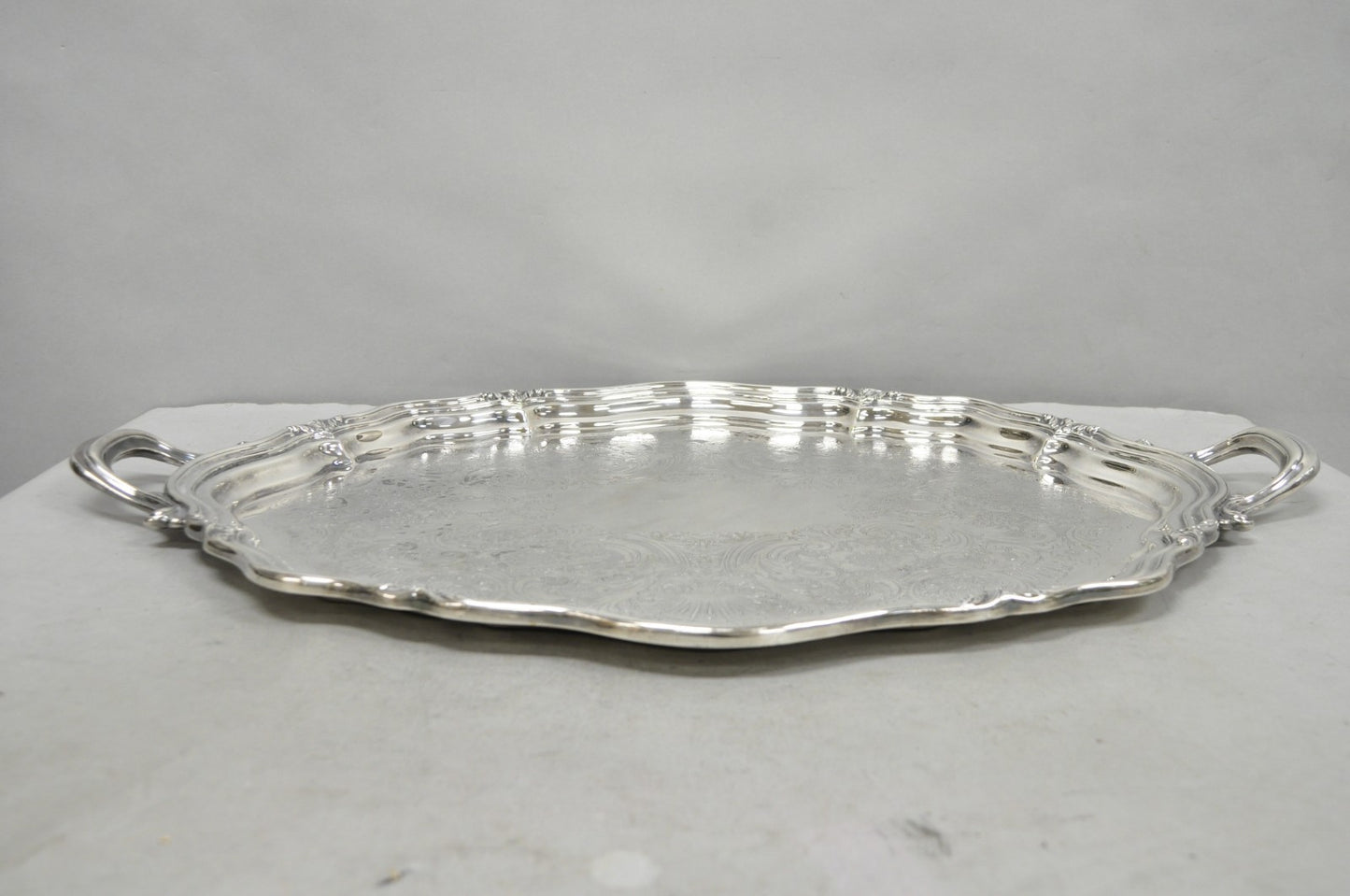 Antique Reed & Barton Winthrop Silver Plated Victorian Bar Serving Platter Tray