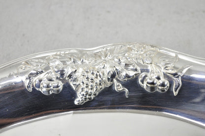 Superior Silver Grapevine Repousse Silver Plated Bread Plate Tray Trinket Dish