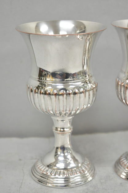Vintage English Georgian Style Silver Plated Wine Goblet Cup Barware - a Pair