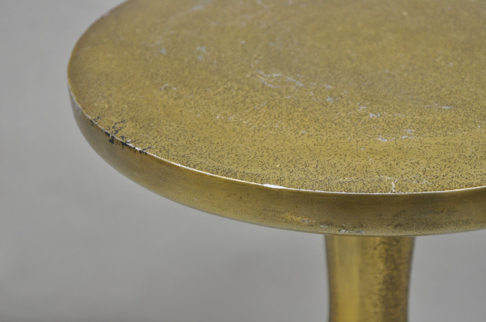 Modern Burnished Cast Metal Gold Sculptural Round Drinks Side Table