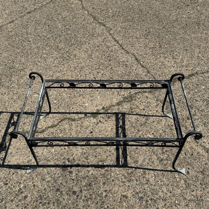 Vintage Salterini Art Nouveau Wrought Iron Garden Patio Rectangular Coffee Table