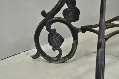Vintage French Art Nouveau Style Heavy Wrought Iron Garden Planter Plant Stand