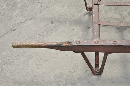 Antique Industrial Steampunk Distressed Iron & Wood Rolling Hand Truck Cart