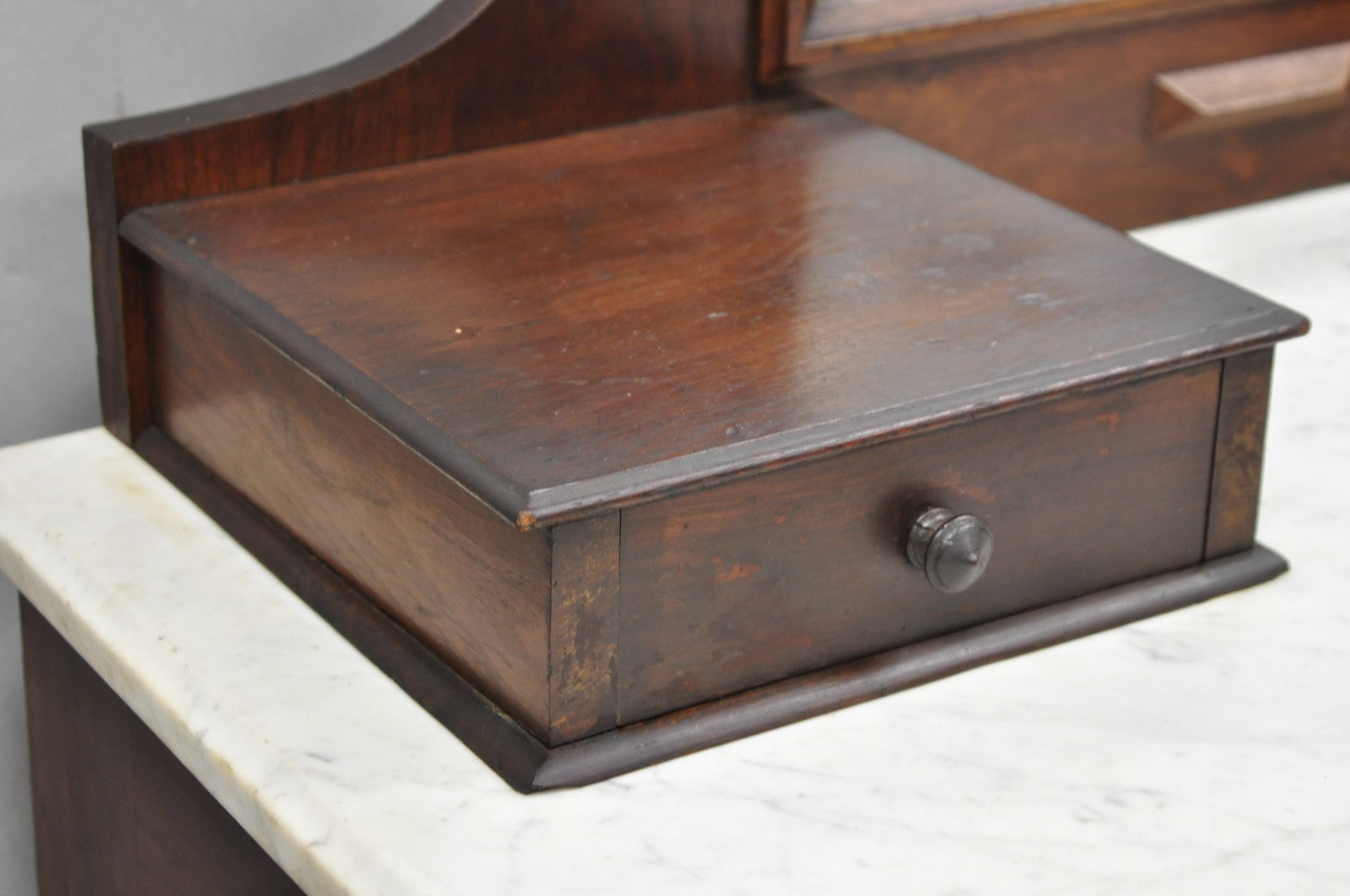 Antique Eastlake Victorian Carved Walnut Marble Top Washstand Dresser w/ Mirror