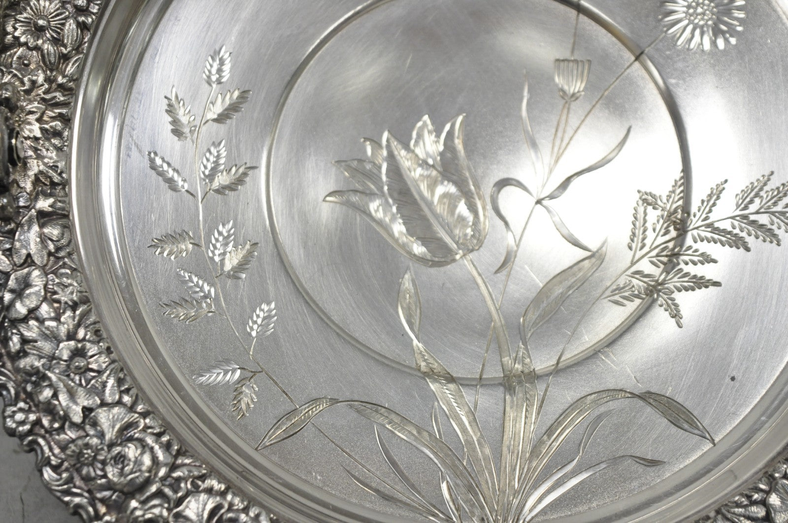Meriden Art Nouveau Silver Plated Floral Repousse Bread Pastry Brides Basket