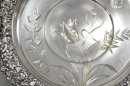 Meriden Art Nouveau Silver Plated Floral Repousse Bread Pastry Brides Basket