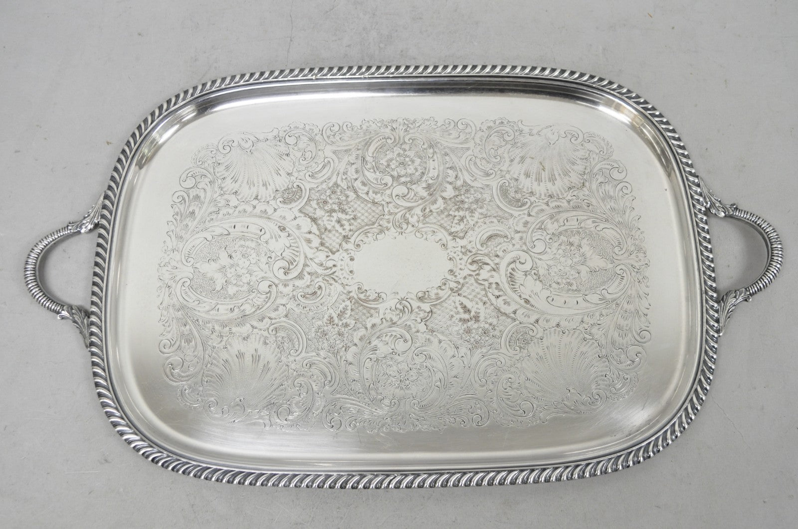Vintage Sheffield Victorian Silver Plated Twin Handle Bar Serving Platter Tray