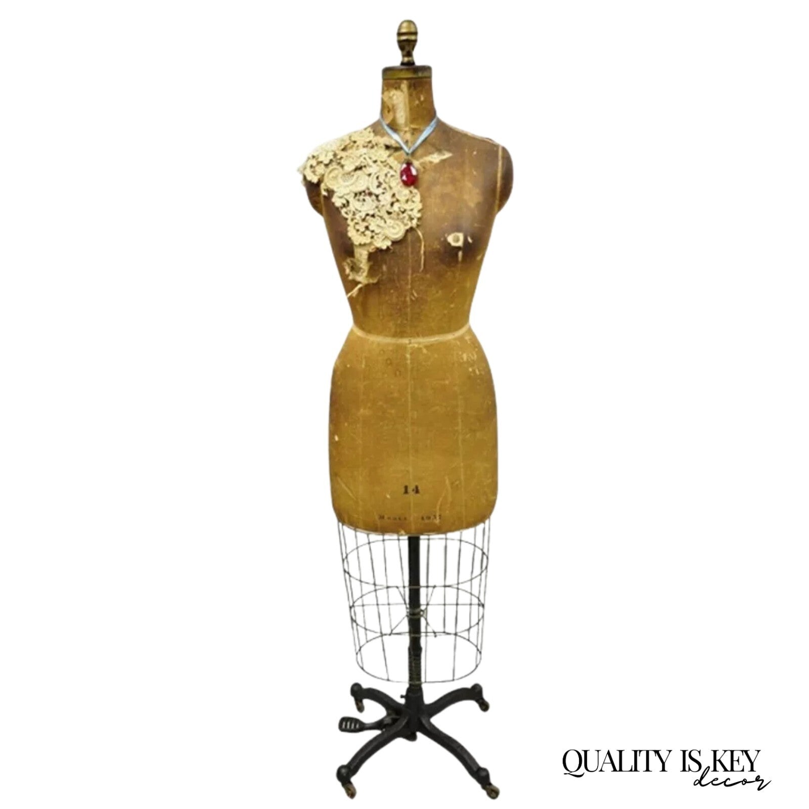 Antique J.R Bauman Model 1957 Size 14 Cage Dress Form Vintage Mannequin