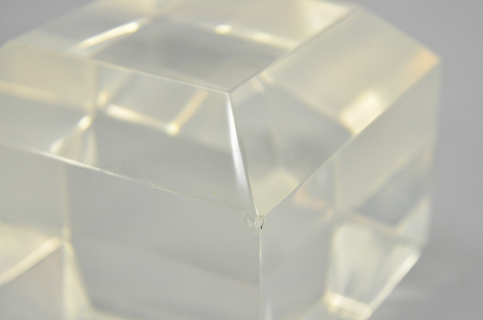 Vintage Mid Century Modern Thick Clear Lucite Sculptural Desk Paperweight