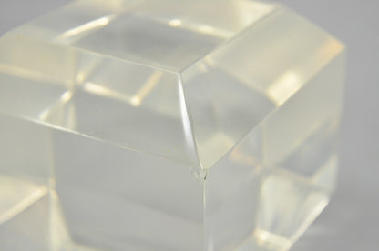Vintage Mid Century Modern Thick Clear Lucite Sculptural Desk Paperweight