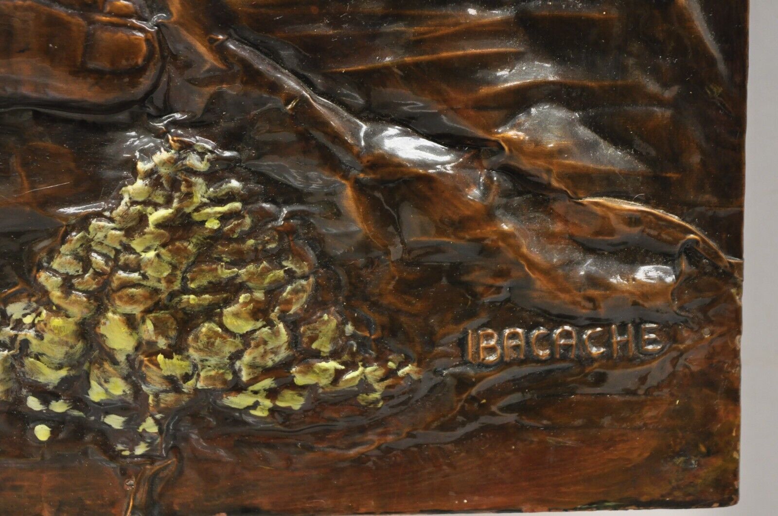 Alma Ibacache 3D Debossed Painted Copper Metal Wall Art Brazilian Lumberjack