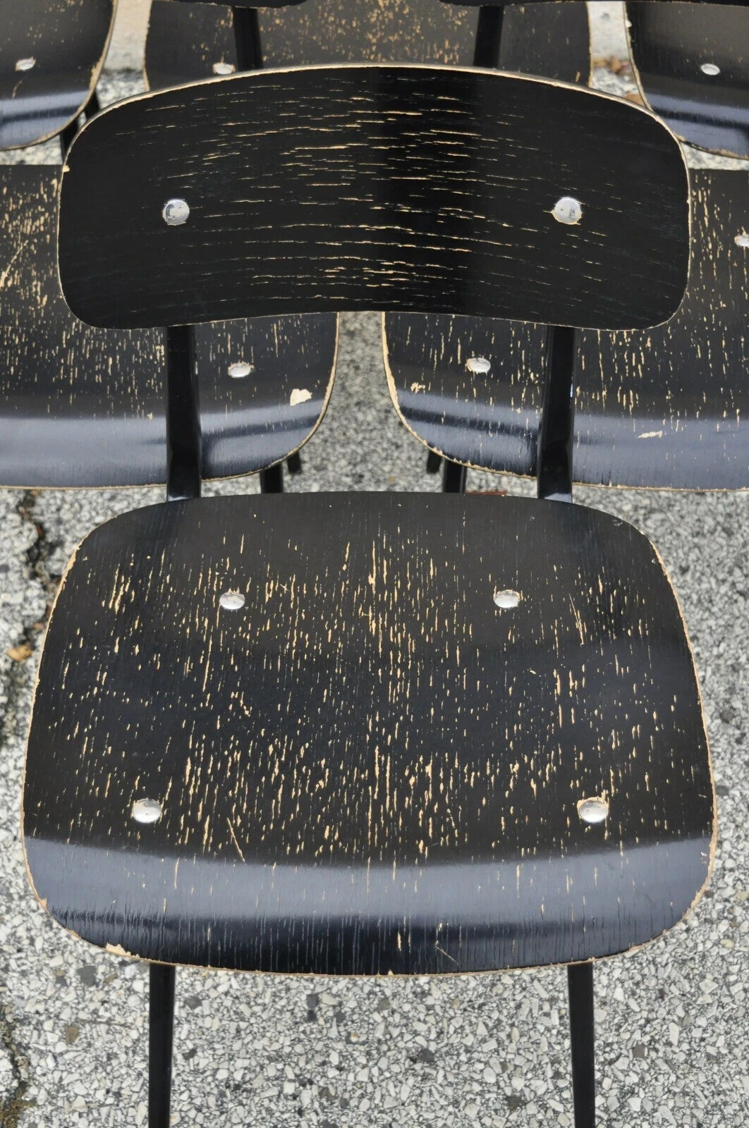 Industry West Madewell Industrial School Side Chair Black Metal Frame - Set of 6